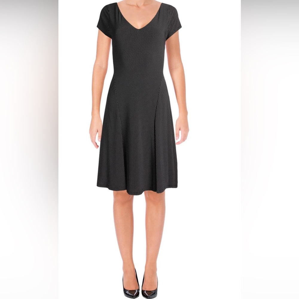 Ralph Lauren Black Polka Dot Short Sleeve Dress